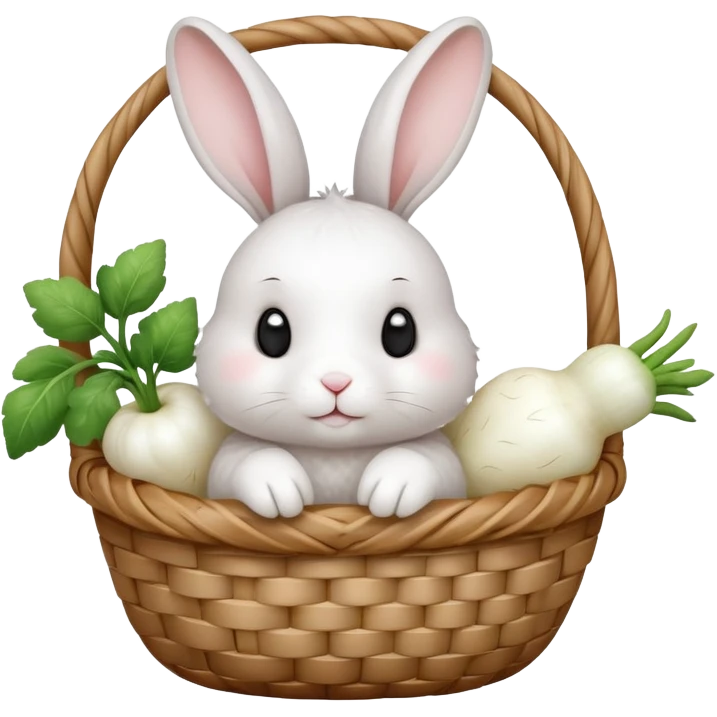 rabbit with white radish in basket emoji