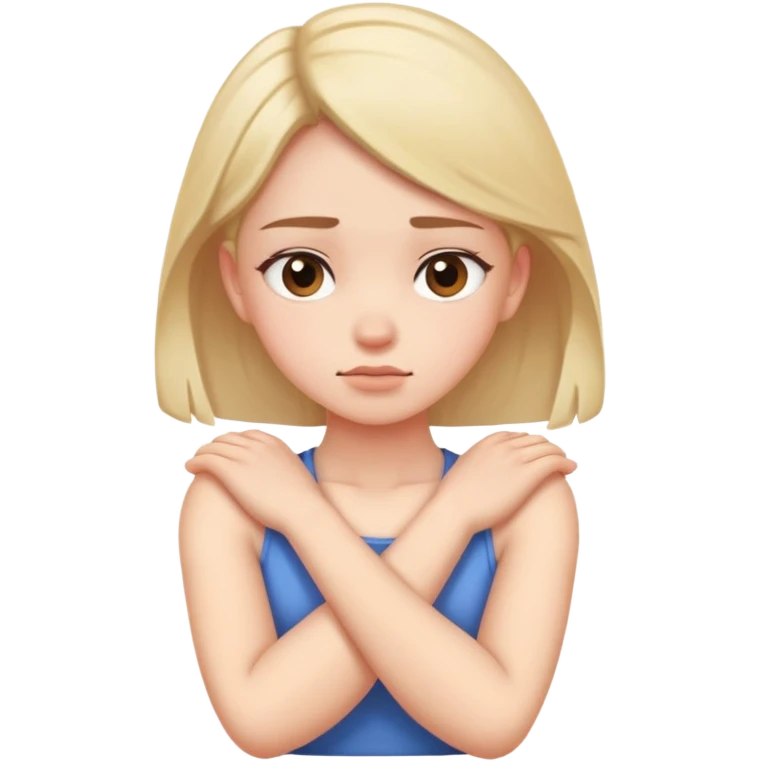 girl with crossed arms squeezing neck  emoji