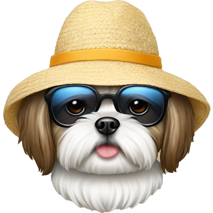Shihtzu wearing a sun hat and sun glasses  emoji