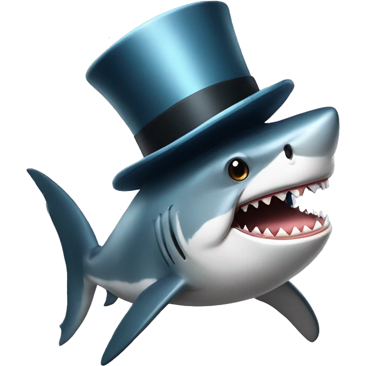Shark with a top hat emoji