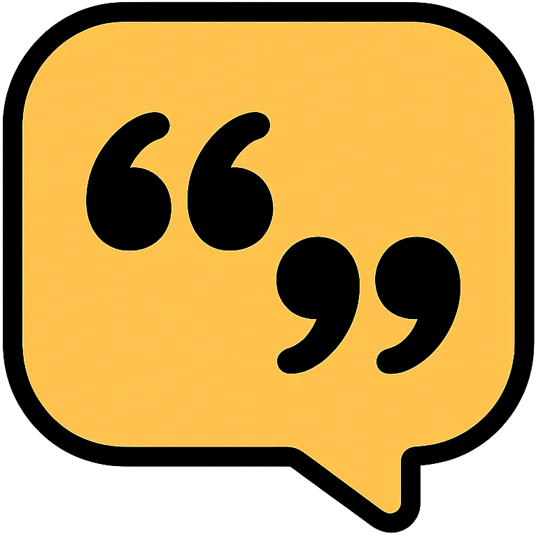 quotes icon in gold and black, outlined style emoji