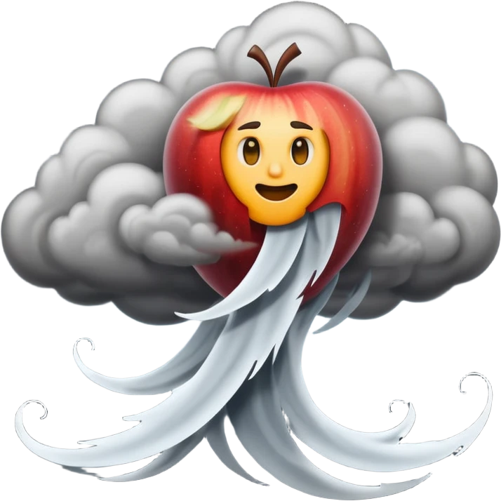 tornado, top down side view, apple style emoji, stylized wind and clouds emoji