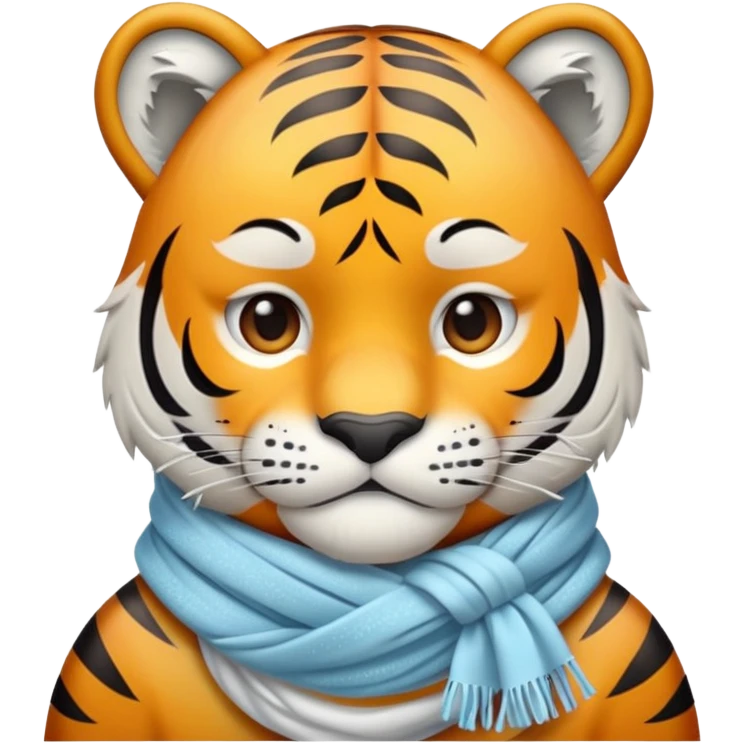 cold tiger face shivering with scarf and frost for Twitch emote emoji