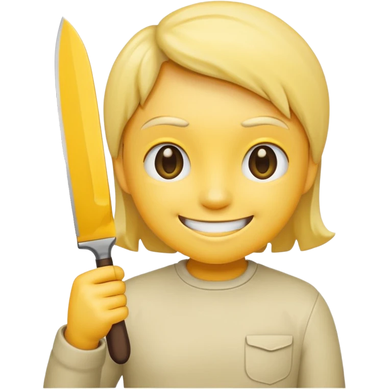 Smile emoji holding knife emoji