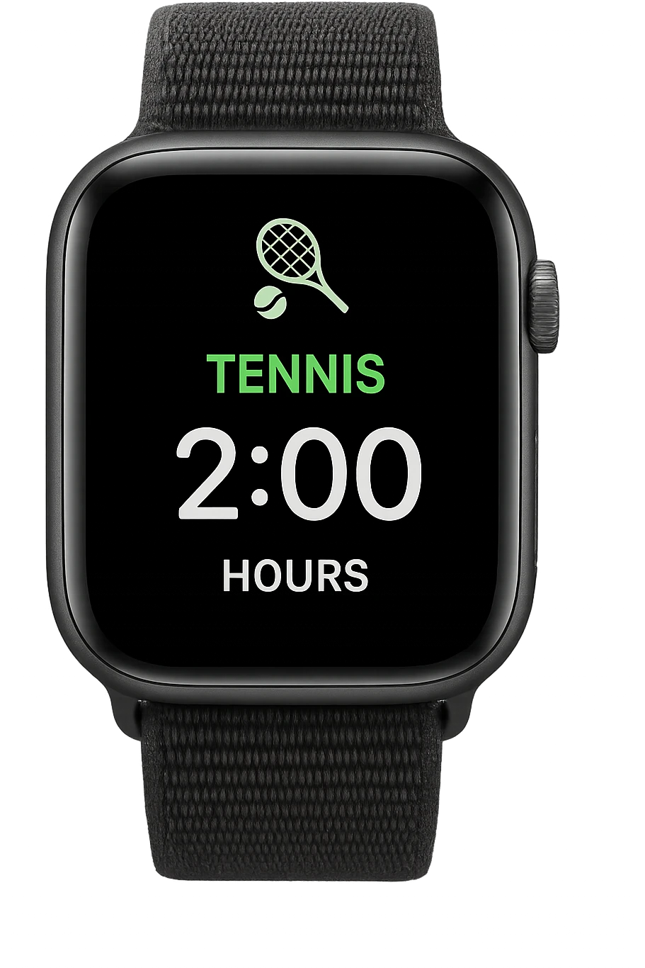 smartwatch con modalità attiva di tennis che segna 2 ore di tennis, REALISTICA 4K emoji
