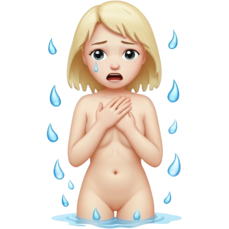 Nude girl crying full body emoji