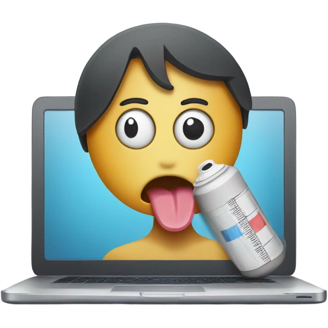 Laptop with a sickness and face emoji