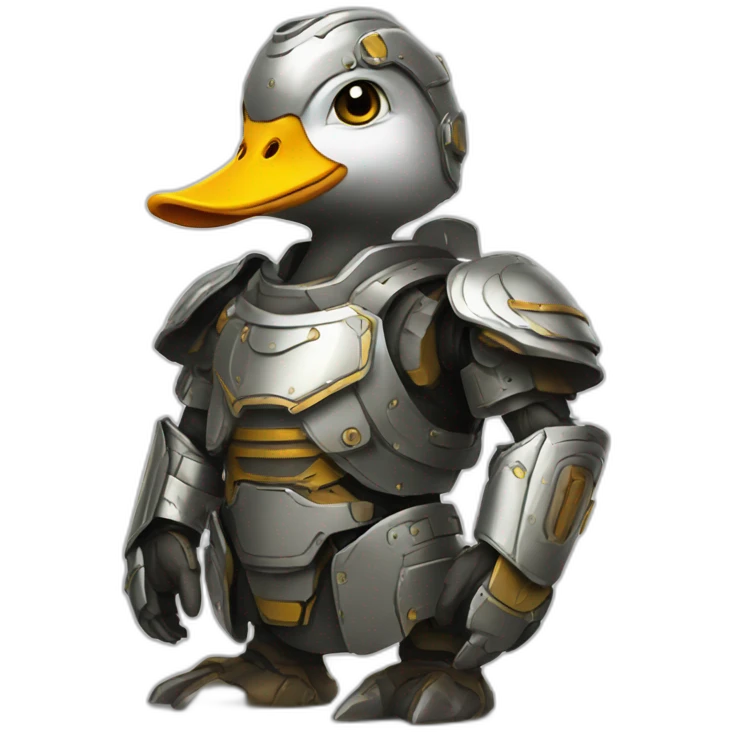 A wise duck in mech armour emoji