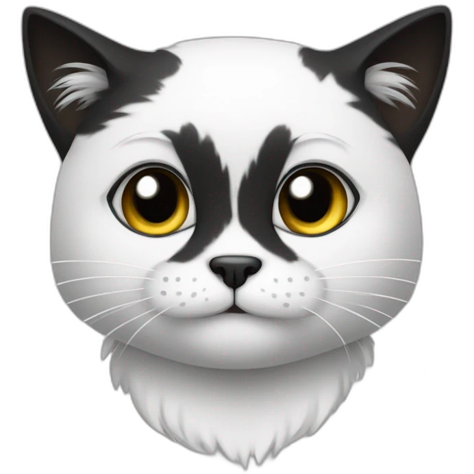 Gato bravo peludo todo preto e branco emoji