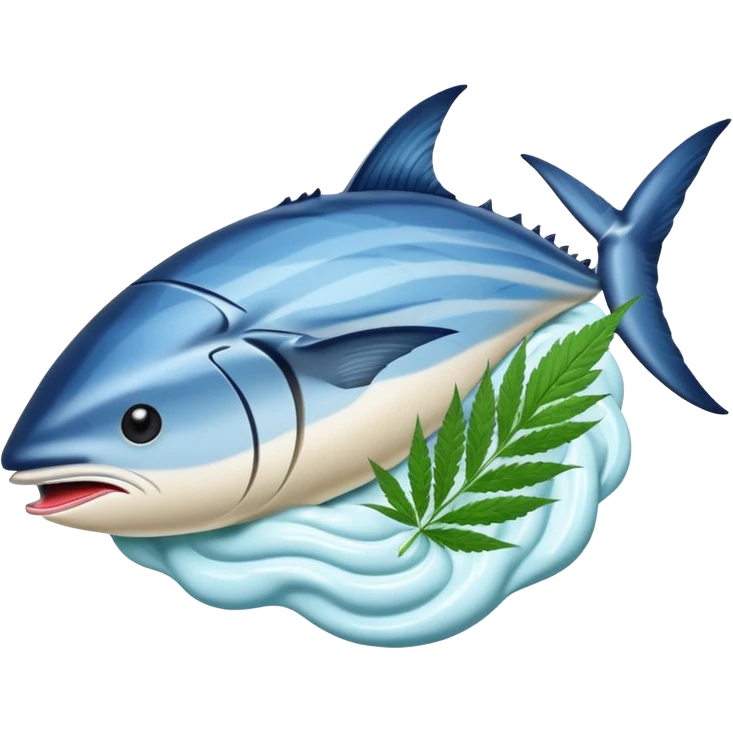 bluefin tuna in a gelato with cannabis leaf emoji