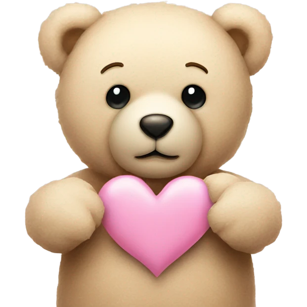 beige teddy bear and a pink pastel heart emoji