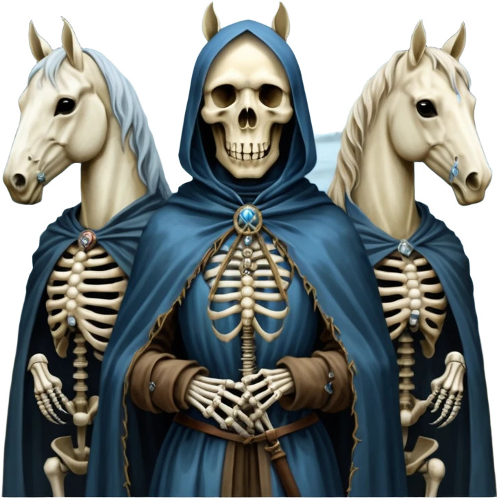 cinematic ultra HD, mysterios style, oil paint - The Four Horsemen of the Apocalypse, based on a graphic by Albrecht Dürer emoji