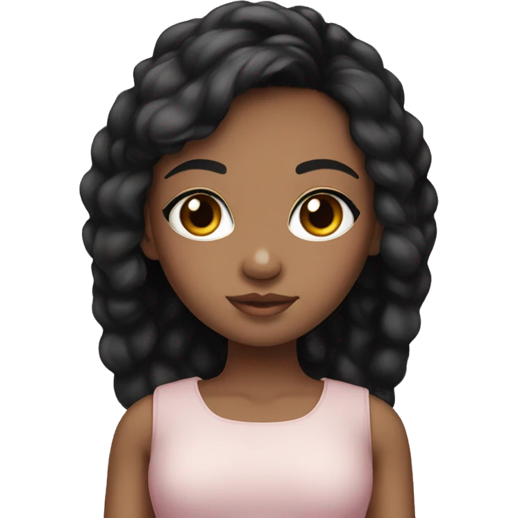 Brown doll eyes,black hair, feminine, emoji