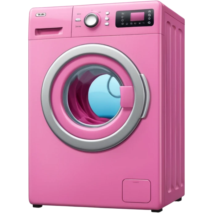 
pink washing machine mid-cycle with clothes tumbling inside emoji