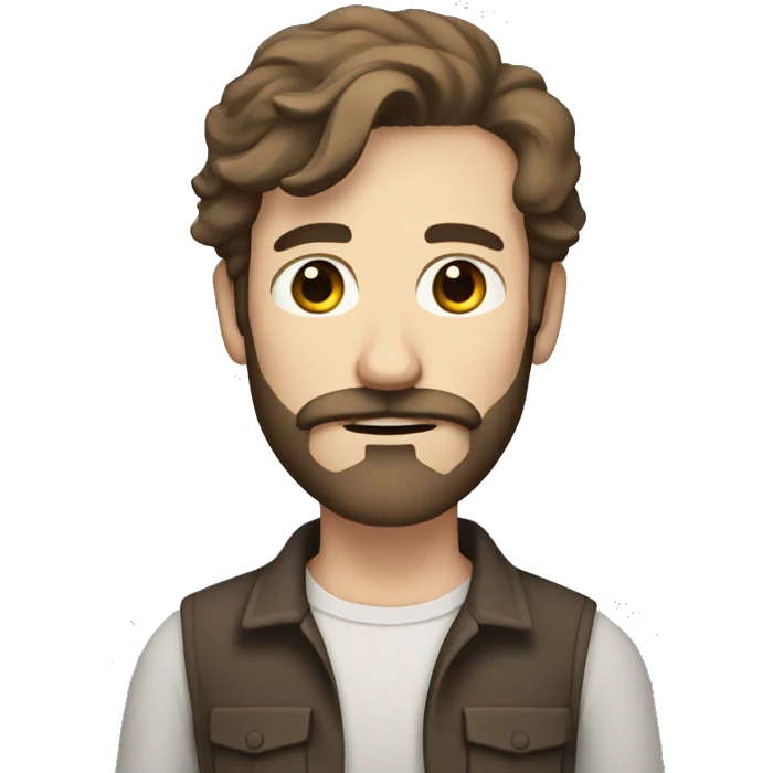 White man with grey eyes and brown hair, with beard and moustache  emoji