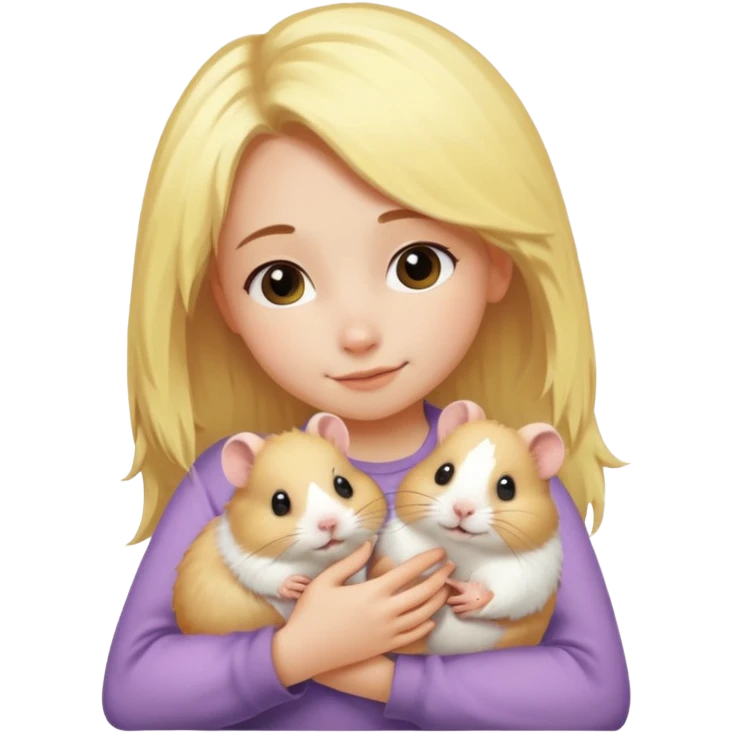 Девушка со светло желтыми  волосами обнимает хомяка  emoji