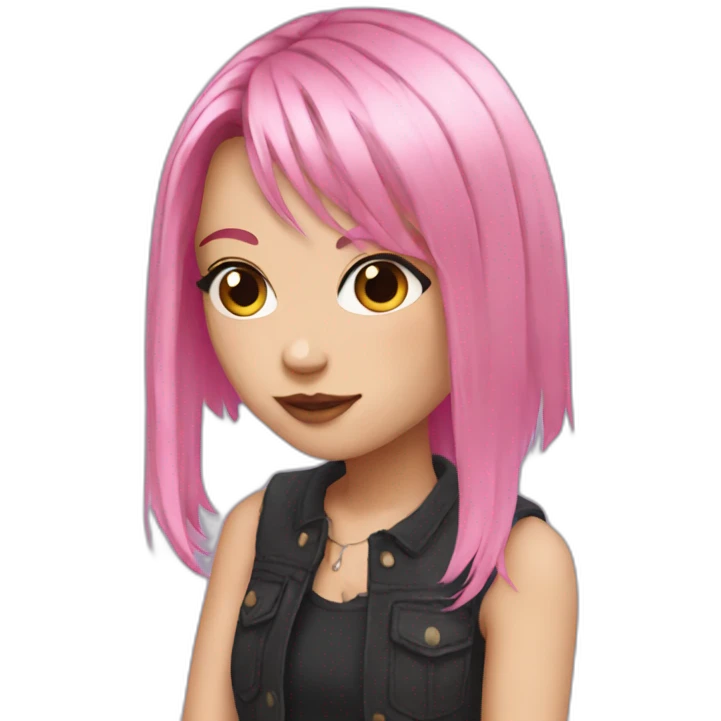 Egirl with Pink hair emoji