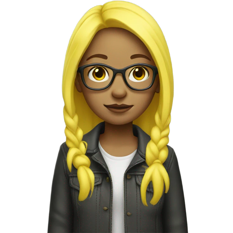 Girl with neonyellow hair and clear glasses emoji