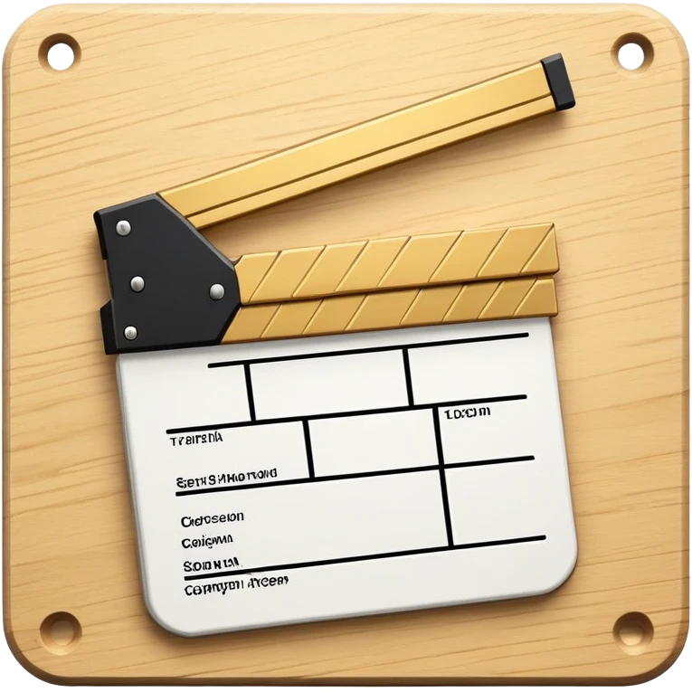 minimalist movie clapboard with gold top and white bottom, diagonal line across the front emoji