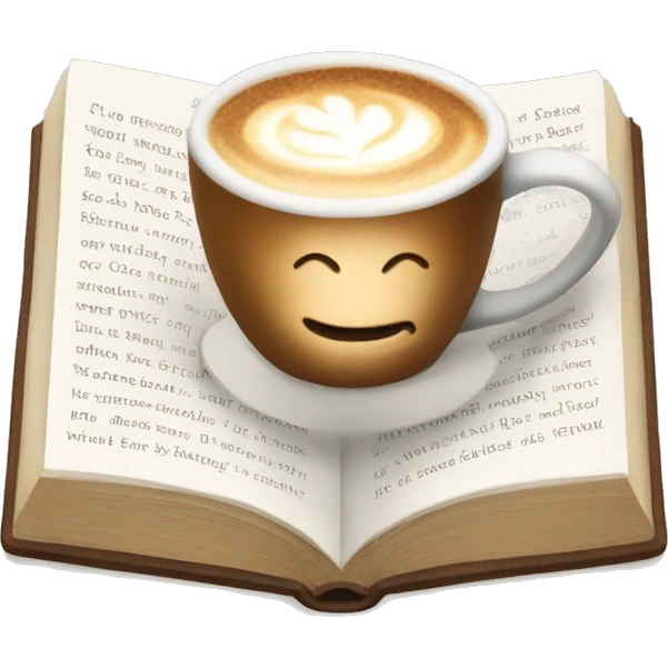 Latte with an open book emoji