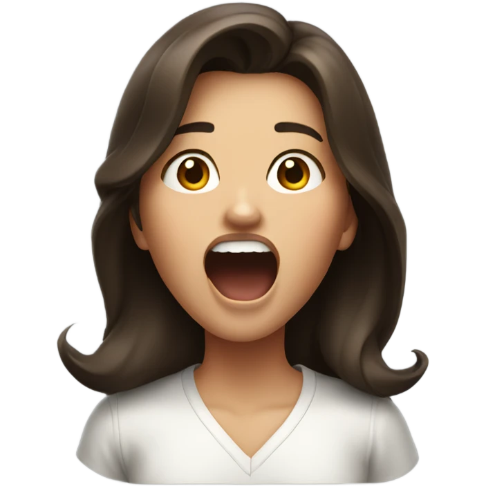 brunette girl screaming emoji