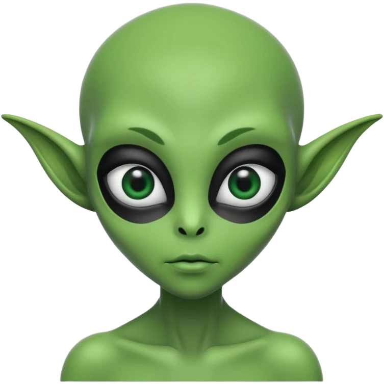 alien green, black eyes emoji