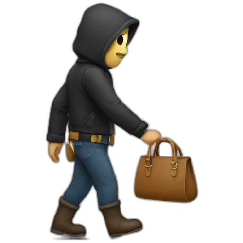 thief with a handbag in his back emoji