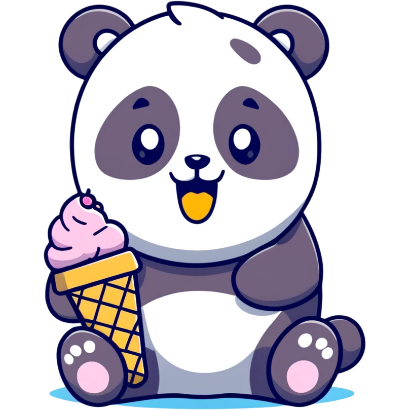 Panda eating ice cream emoji