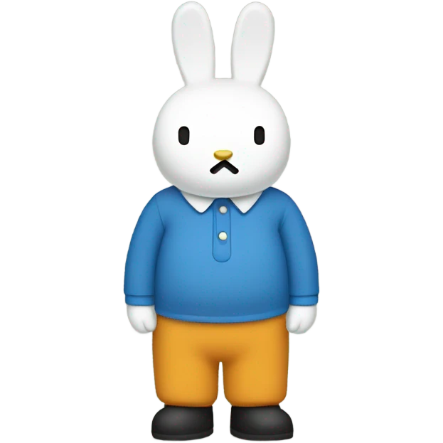 Miffy standing with a solid blue shirt emoji