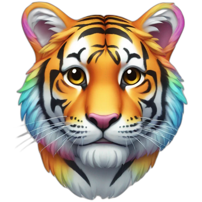 Rainbow colour tiger emoji