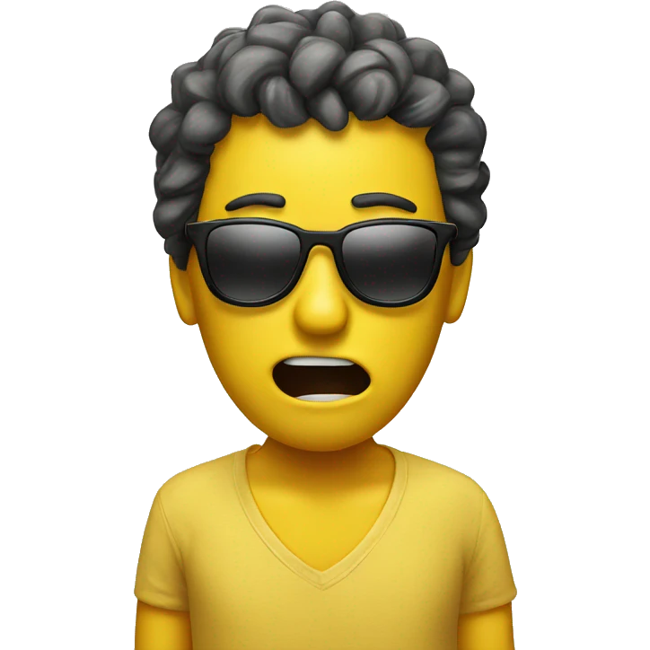 a yellow face emoji with sunglasses has shocked,  emoji