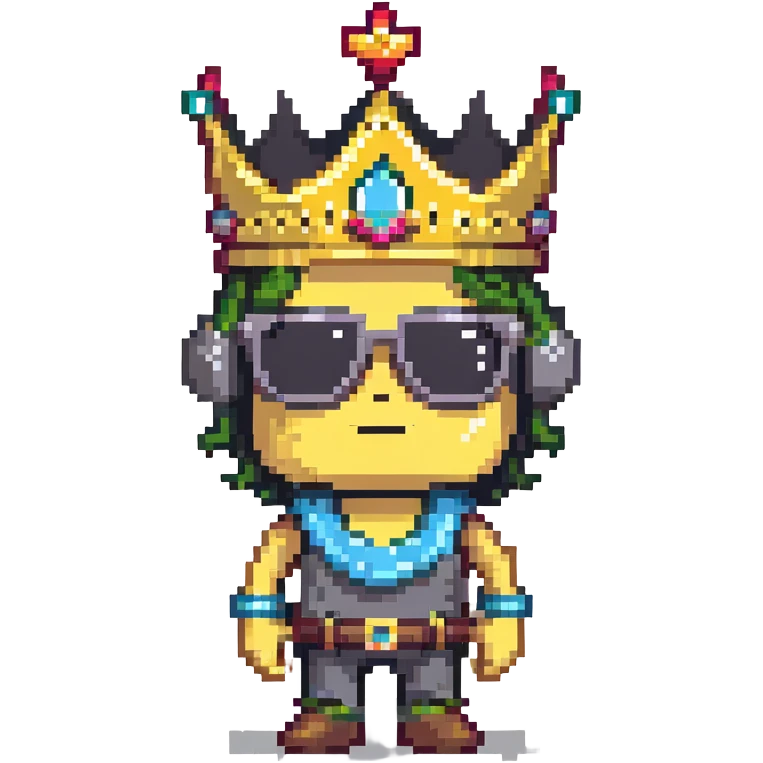 Gaming character with crown and shades emoji