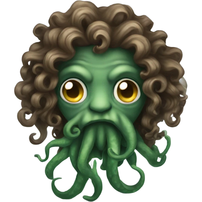 Cthulhu long hair affro emoji