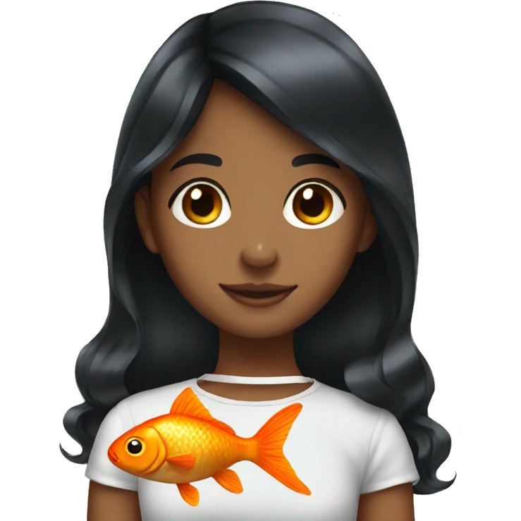 Black haired girl with goldfish  emoji
