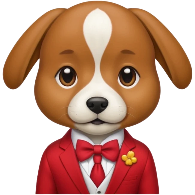 Dog with neckBow in red suit. emoji