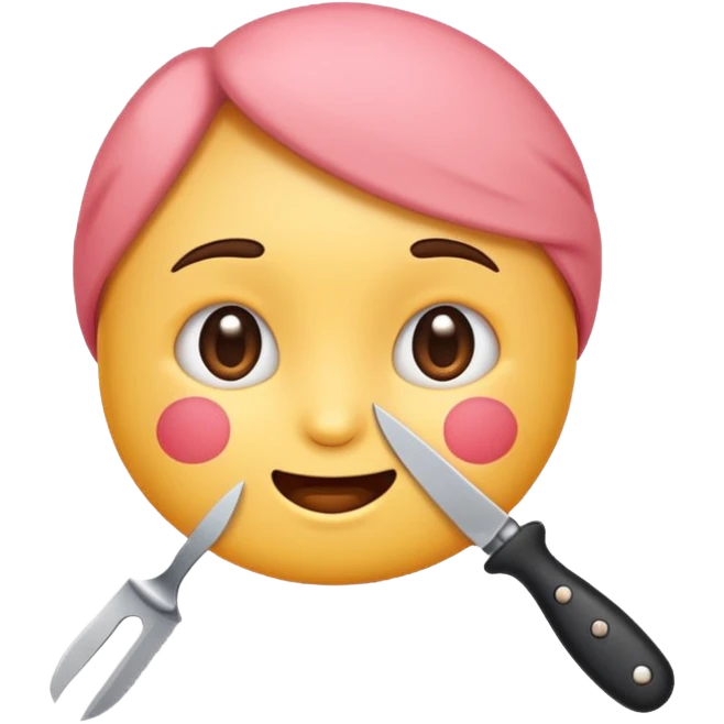 un emoji con cara adorable y un cuchillo emoji
