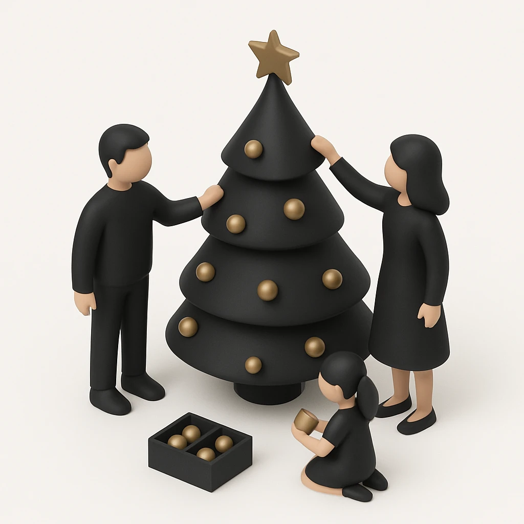 people decorating a Christmas tree emoji