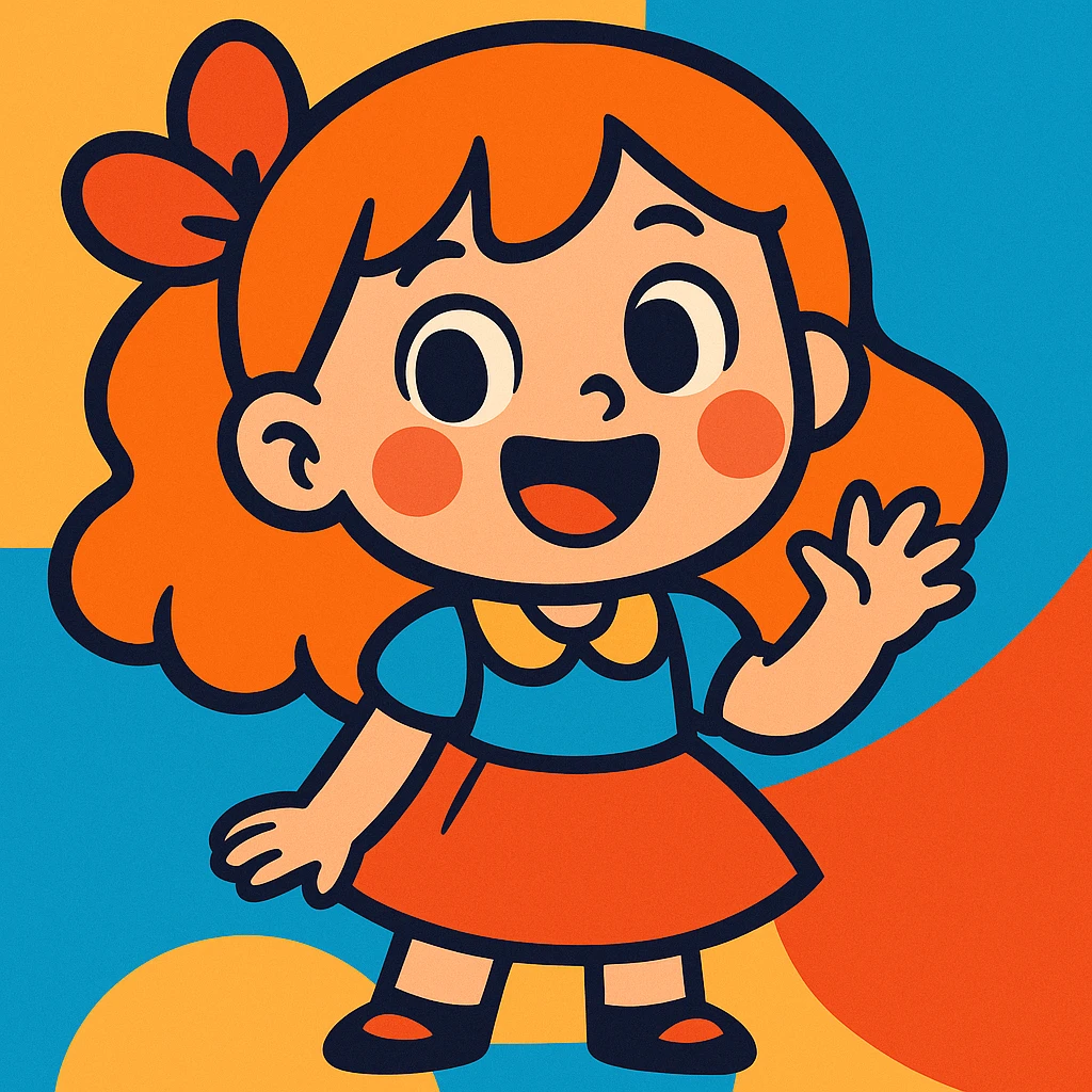 a cute girl, vibrant toon style emoji