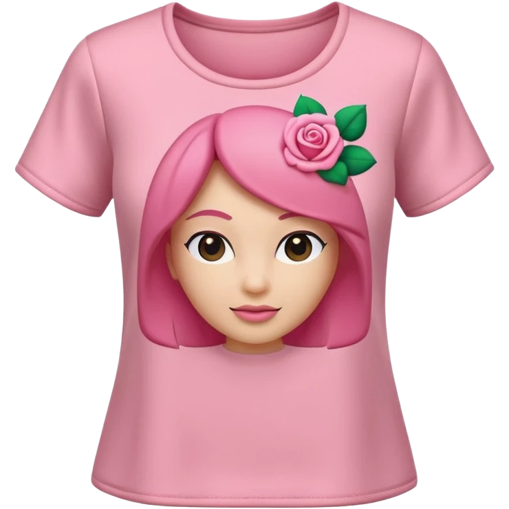 A 3D cartoon rose-pink women’s top with short sleeves, soft fabric texture, gentle lighting, isolated on plain background, Memoji-style. emoji