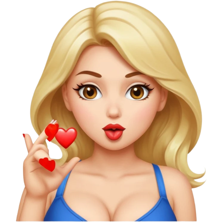 sexy girl with cleavage, blowing a kiss emoji