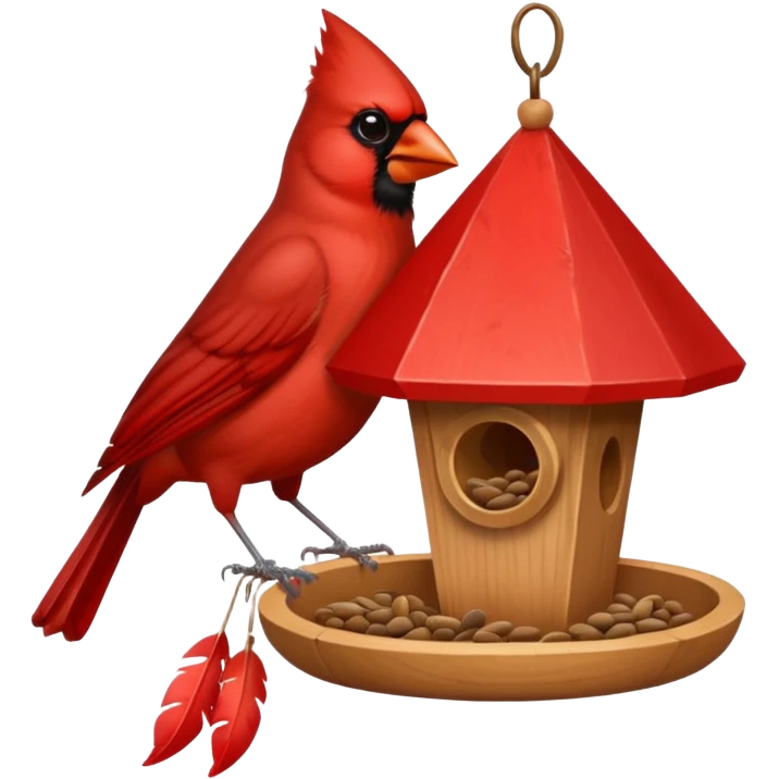 cardinal at bird feeder emoji