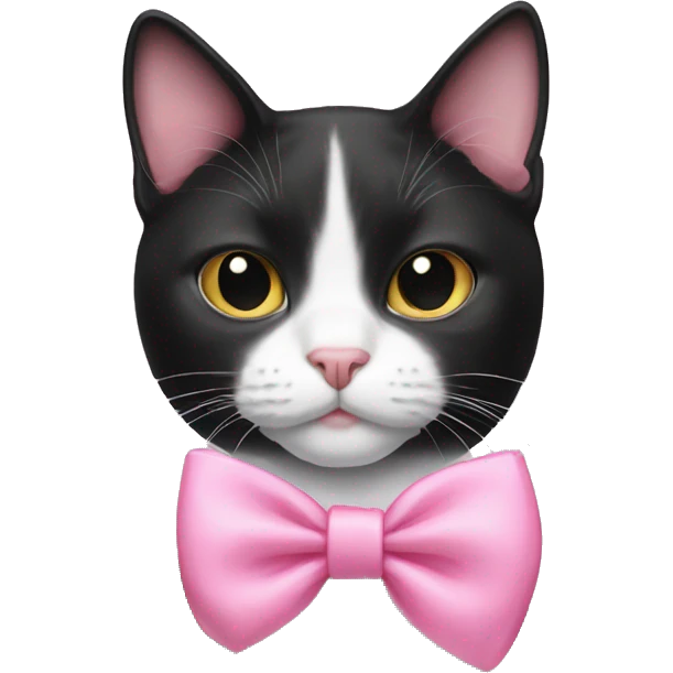 Tuxedo cat with pink bow  emoji