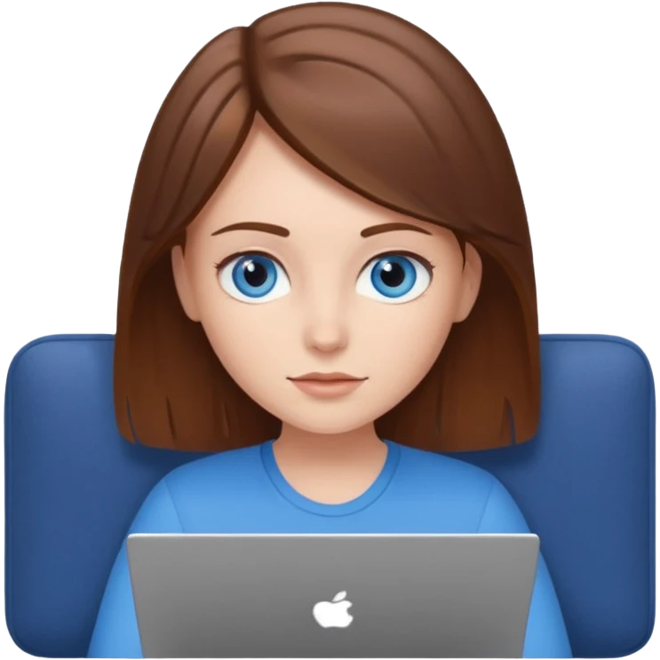 A girl is working with a laptop while lying on the sofa emoji