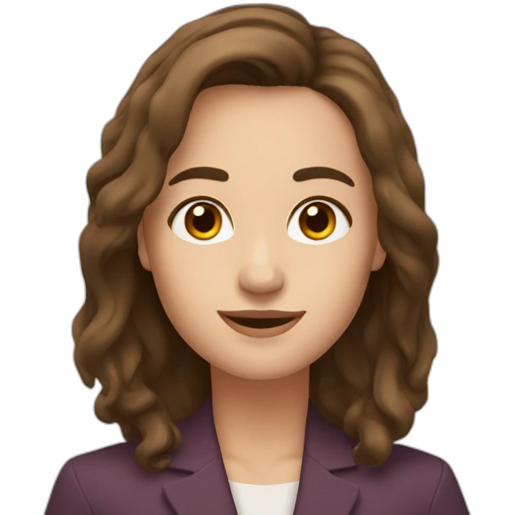 a presenter with shoulder-length brown hair and brown eyes emoji
