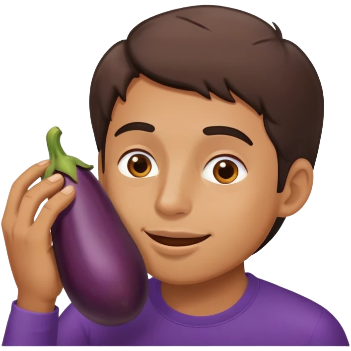 Man eating an eggplant emoji