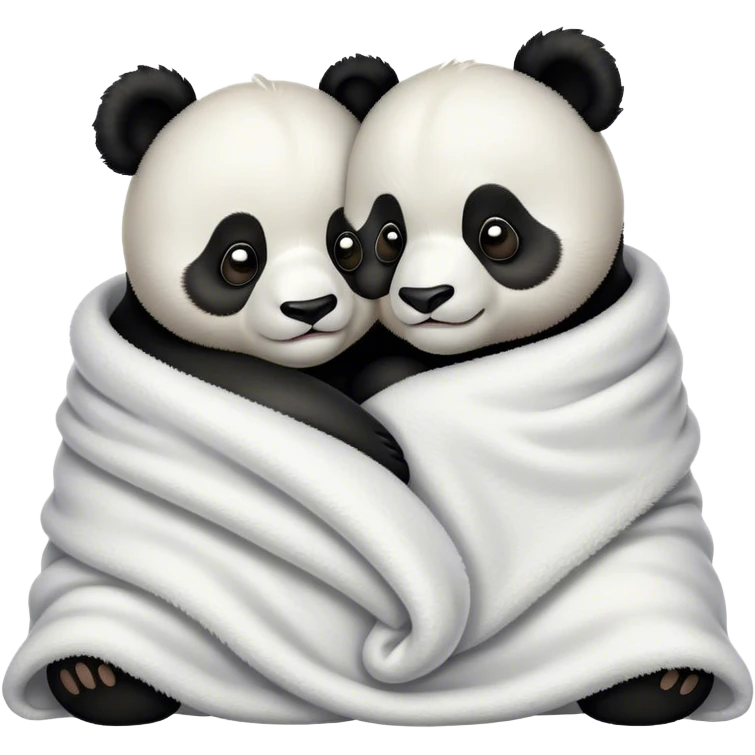 Two pandas hugging under a blanket emoji