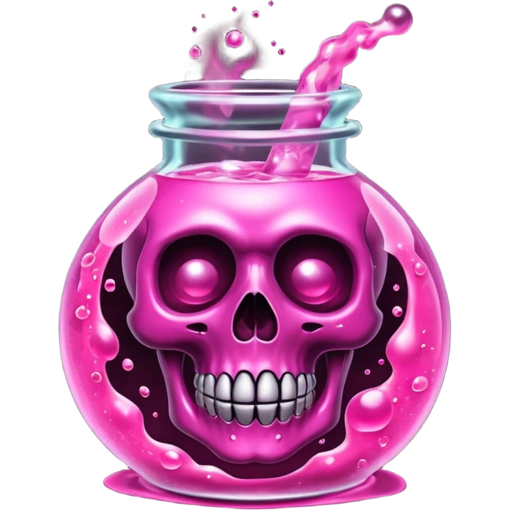 glitter toxic pink potion with dead symbol
 emoji