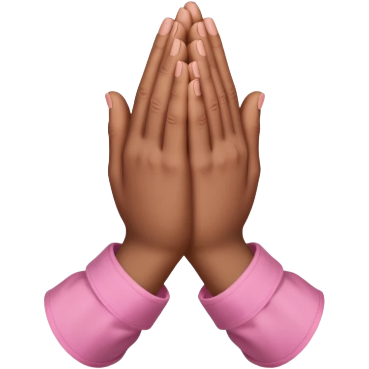 Brown praying hands with pink sleeves hands only emoji