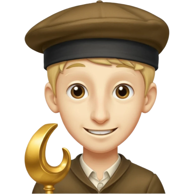 Long nose jewish boy with a jewcap stealing gold emoji