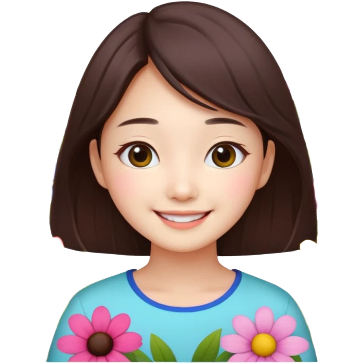 Cute korean girl background flower garden  emoji